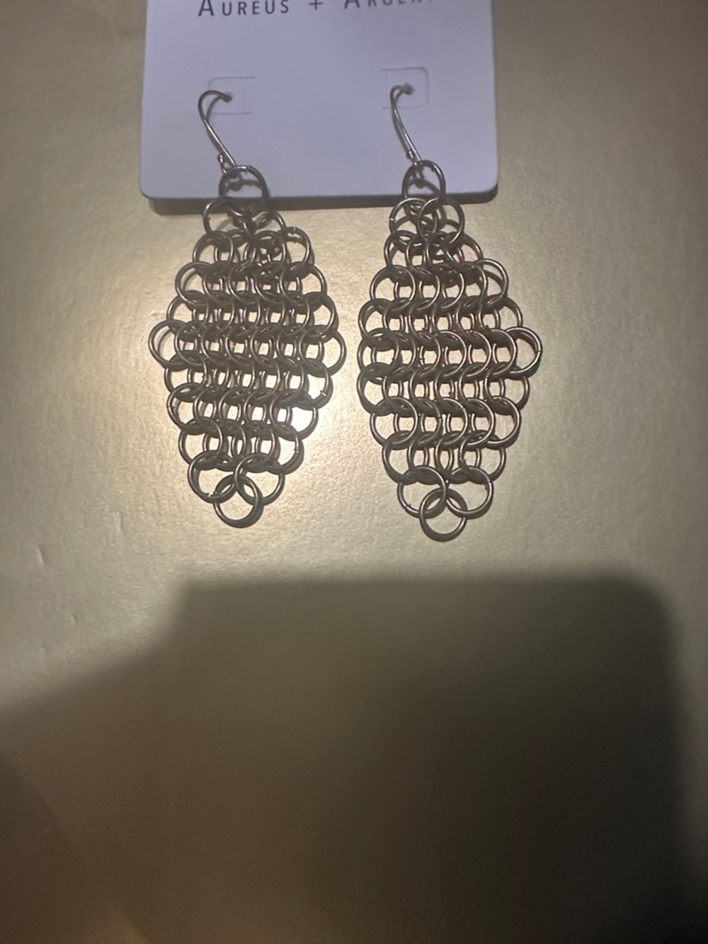 Aureus + Argent Silver Chainmail Teardrop Earrings